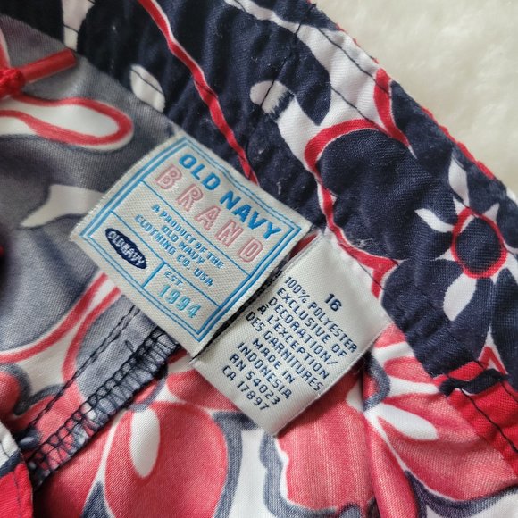 Girls Floral Beach Short Red and Blue Size16 - Picture 5 of 6